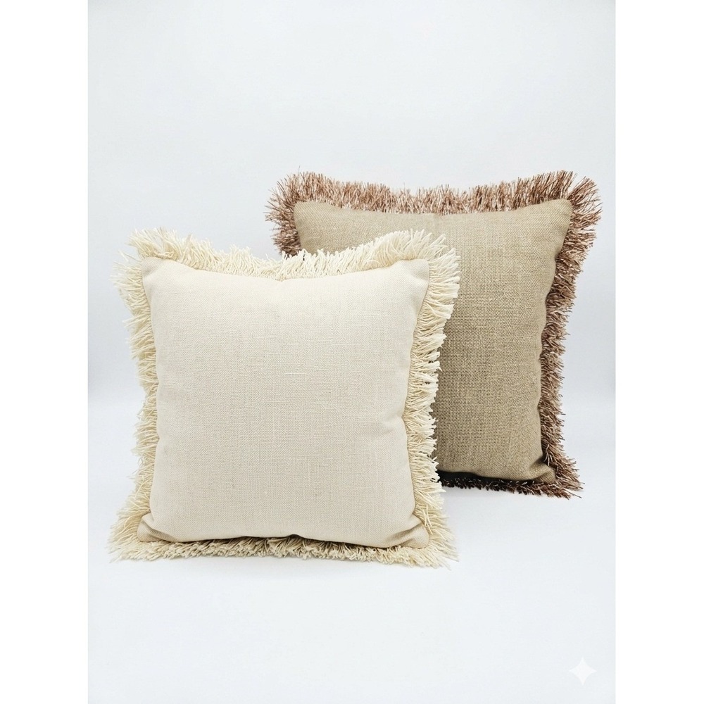 Pier 1 Imports Set of 2 Decorative Throw‎ Pillows Sham Fringed Boho Cushions